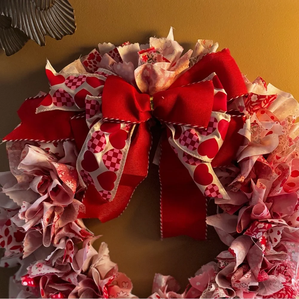 Hand Crafted Red and Pink Heart Wreath